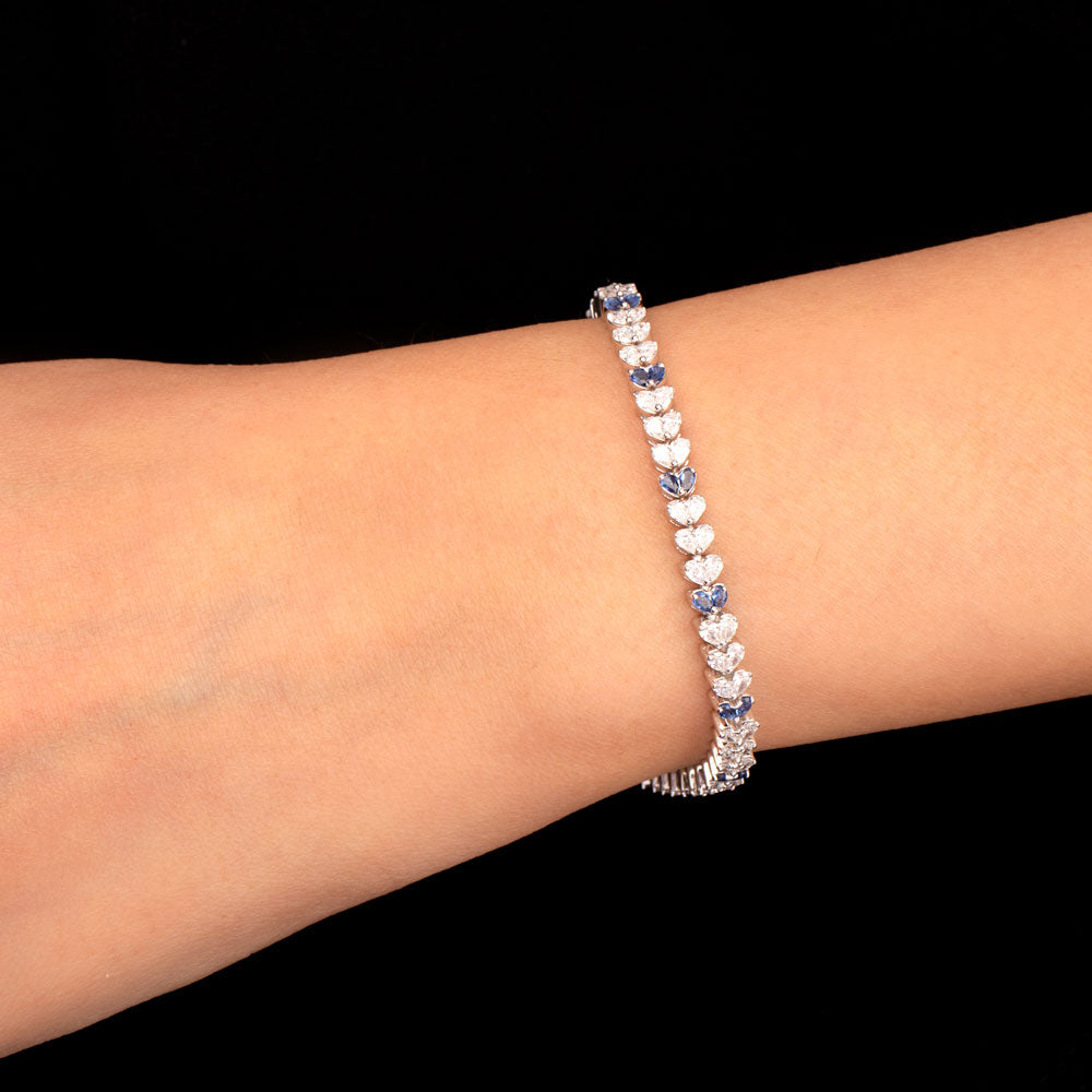 18K White Gold Diamond Bracelet - 2.775ct VVS-EF with Colour Stones