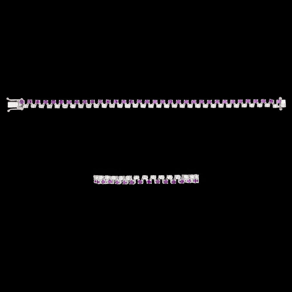18K White Gold Diamond Bracelet - 2.72ct VVS-EF with Colour Stones