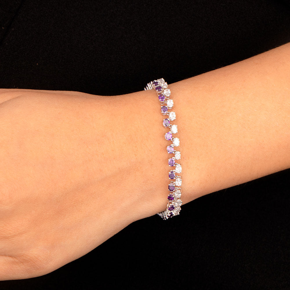 18K White Gold Diamond Bracelet - 2.72ct VVS-EF with Colour Stones