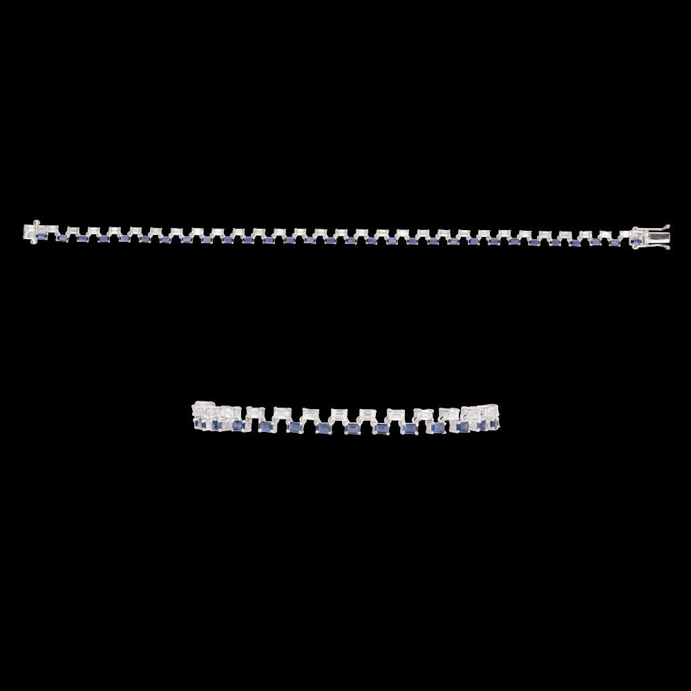 18K White Gold Diamond Bracelet - 2.565ct VVS-EF with Colour Stones