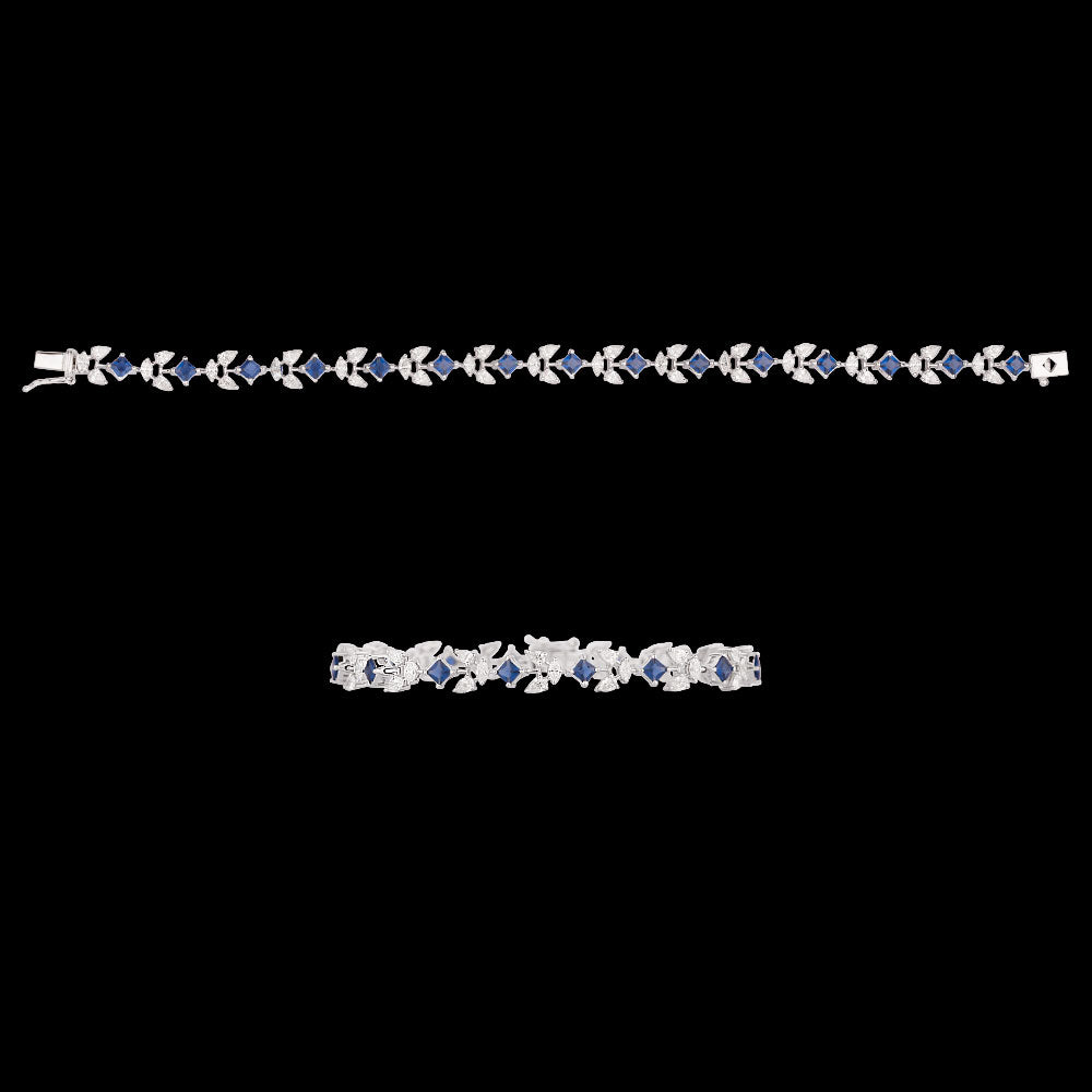 18K White Gold Diamond Bracelet - 2.085ct VVS-EF with Colour Stones