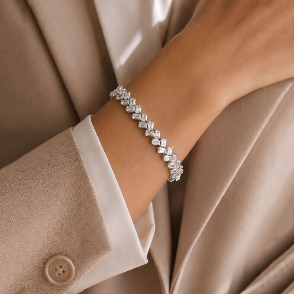 18K White Gold Diamond Bracelet - 7.02ct VVS-EF