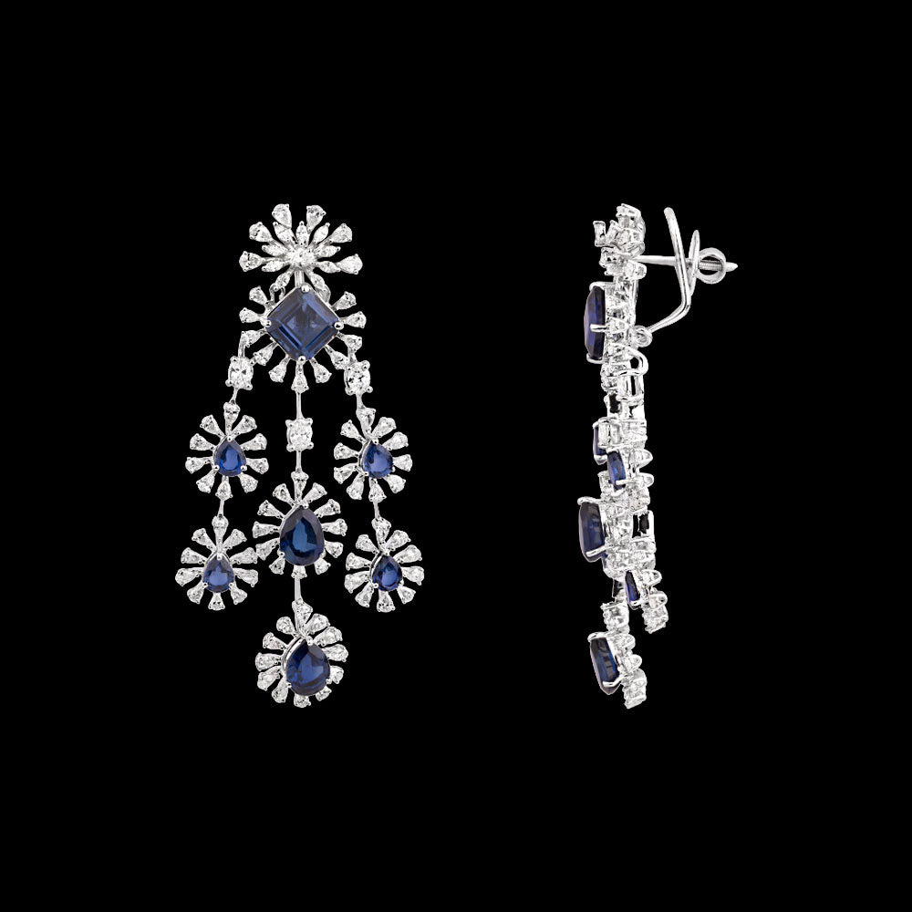 18K White Gold Diamond Jewellery - 7.051ct VVS-EF with Colour Stones