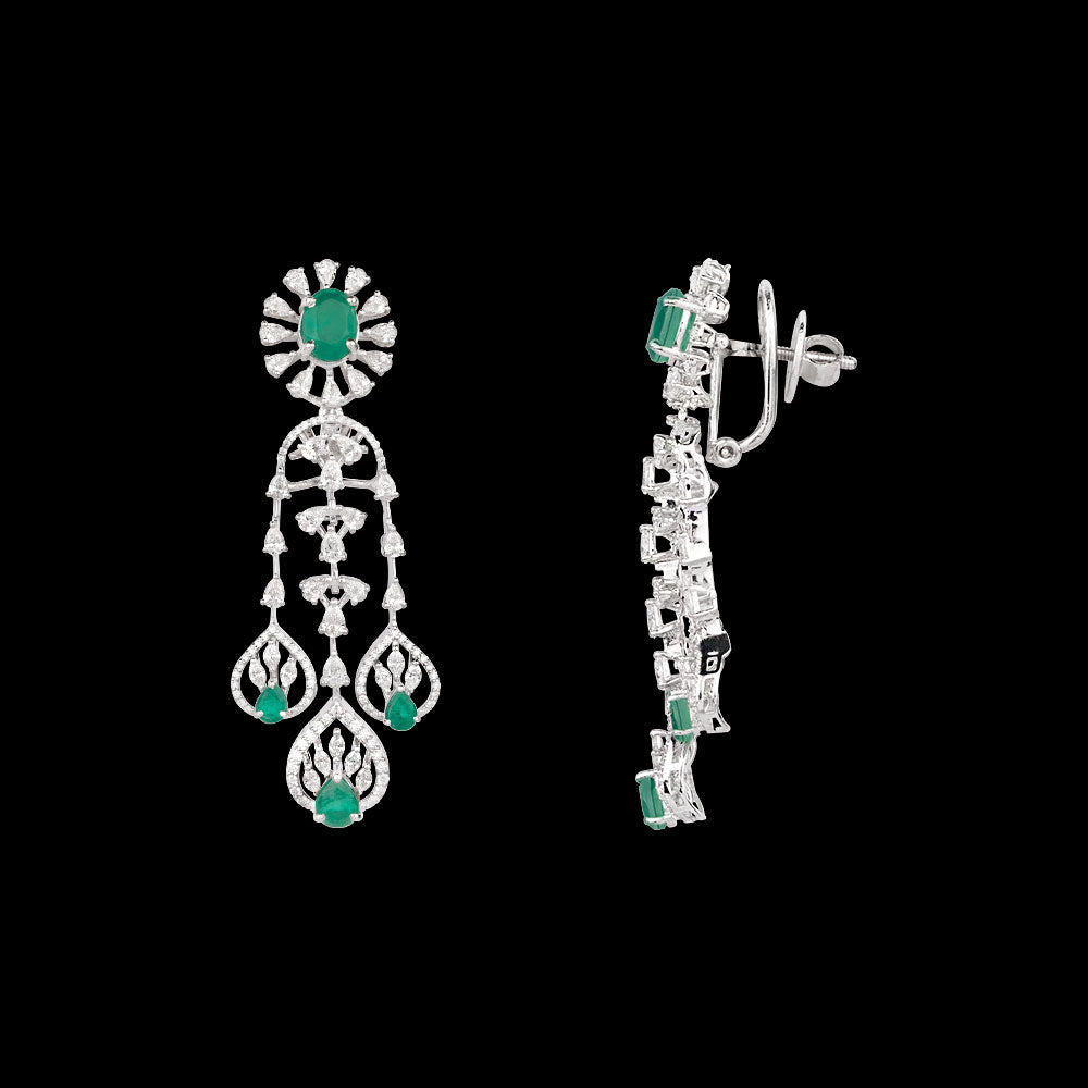 18K White Gold Diamond Jewellery - 3.296ct VVS-EF with Colour Stones