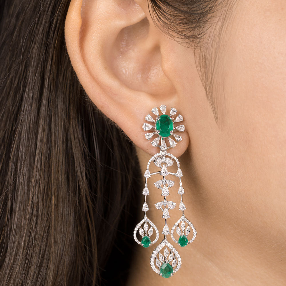 18K White Gold Diamond Jewellery - 3.296ct VVS-EF with Colour Stones