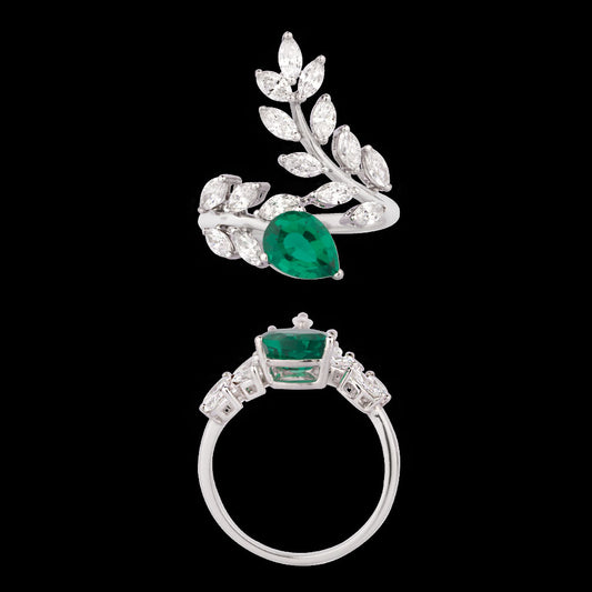 18K White Gold Diamond Ring - 1.24ct VVS-EF with Colour Stones