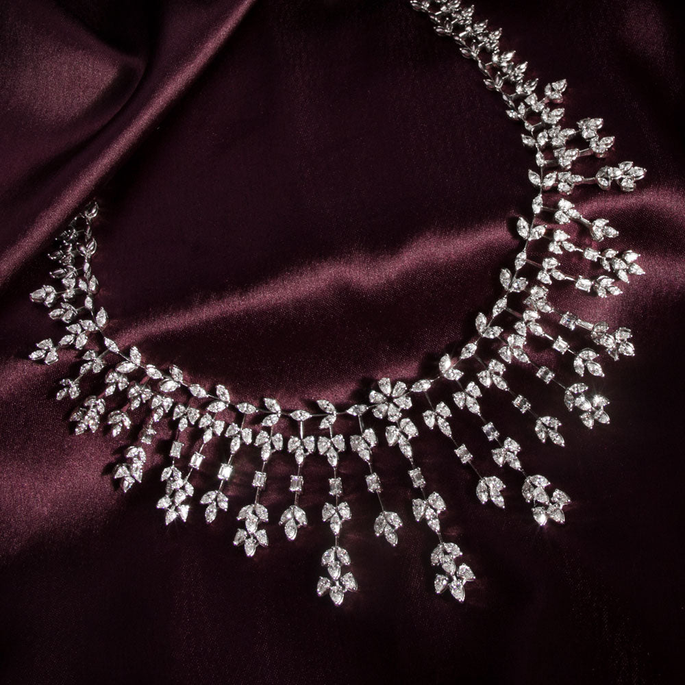 18K White Gold Diamond Necklace - 18.565ct VVS-VS-FG