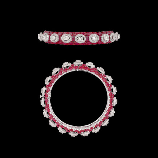 18K White Gold Diamond Bangle - 10.77ct VS-SI-IJ with Colour Stones