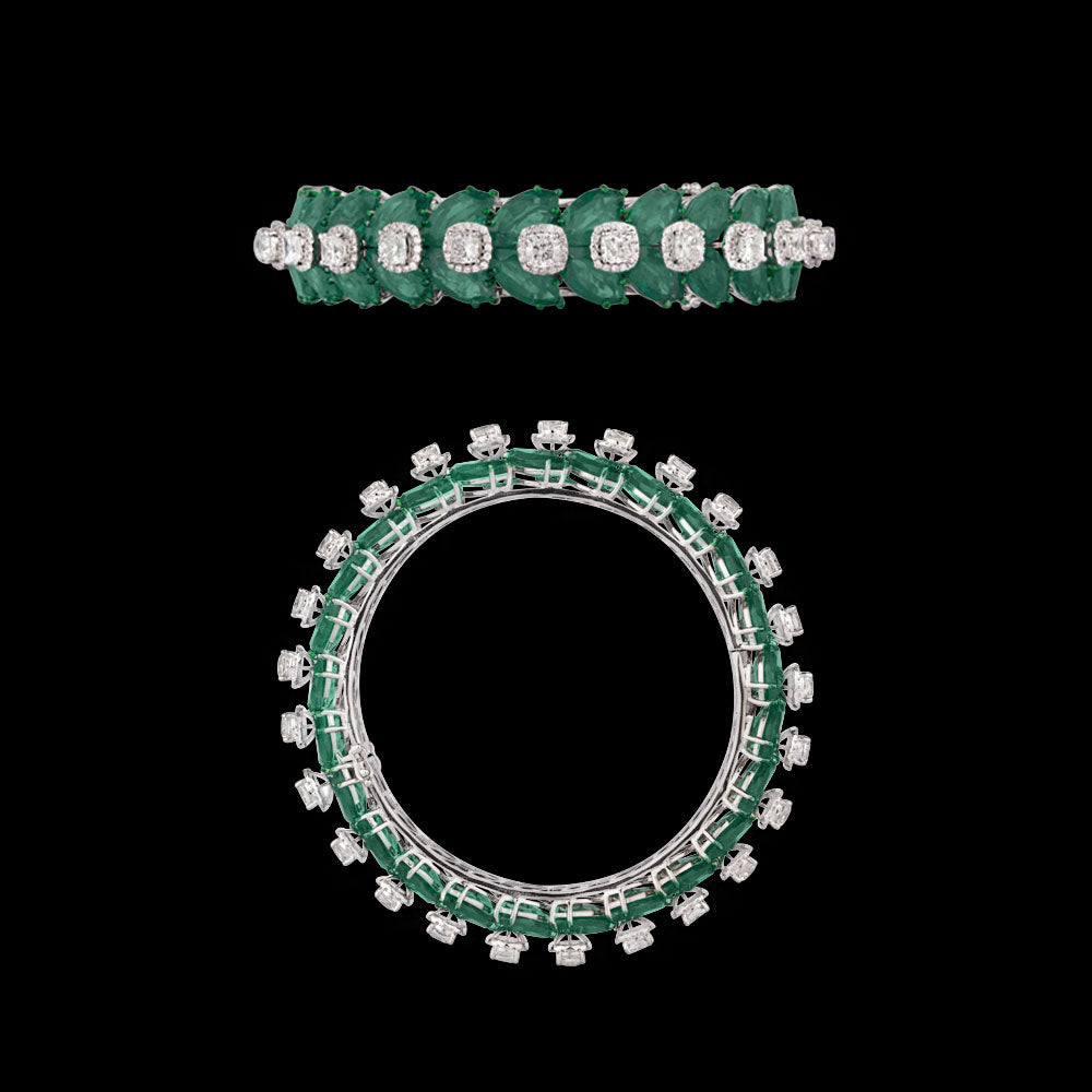 18K White Gold Diamond Bangle - 13.73ct VS-SI-EF with Colour Stones