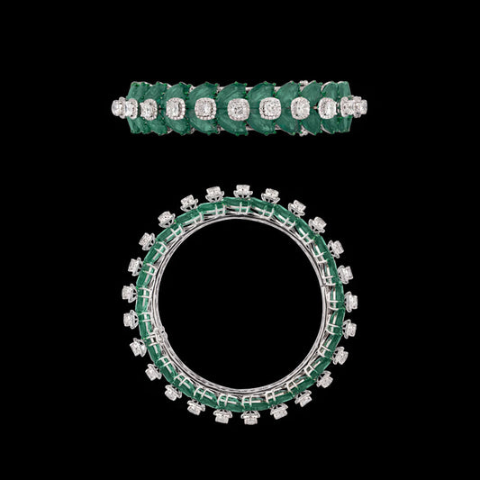 18K White Gold Diamond Bangle - 13.73ct VS-SI-EF with Colour Stones