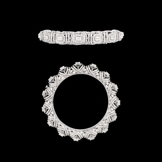 18K White Gold Diamond Bangle - 14.125ct VVS-VS-GH