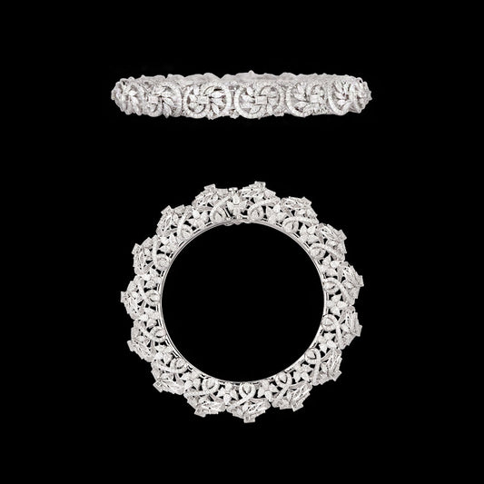 18K White Gold Diamond Bangle - 24.69ct VVS-EF