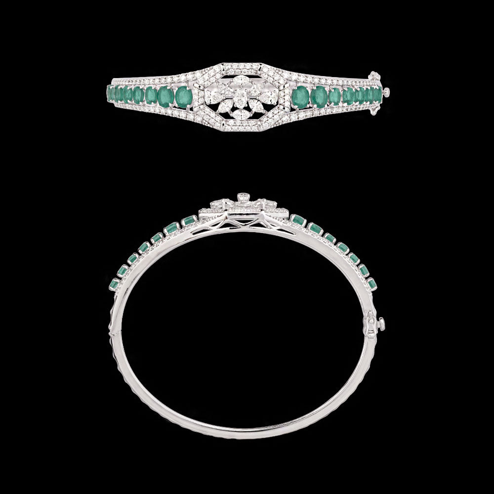 18K White Gold Diamond Kada - 2.29ct VVS-VS-FG with Colour Stones