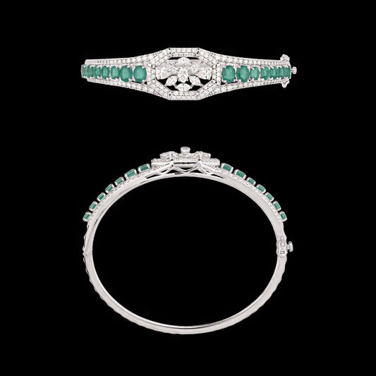 18K White Gold Diamond Kada - 2.29ct VVS-VS-FG with Colour Stones