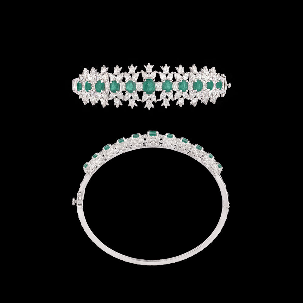 18K White Gold Diamond Kada - 4.49ct VVS-VS-FG with Colour Stones