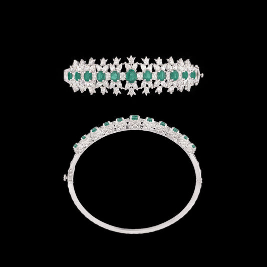 18K White Gold Diamond Kada - 4.49ct VVS-VS-FG with Colour Stones