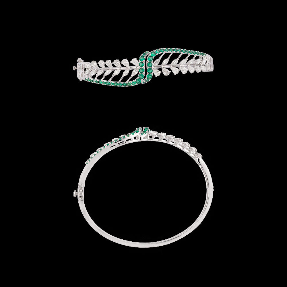 18K White Gold Diamond Kada - 1.91ct VVS-VS-FG with Colour Stones