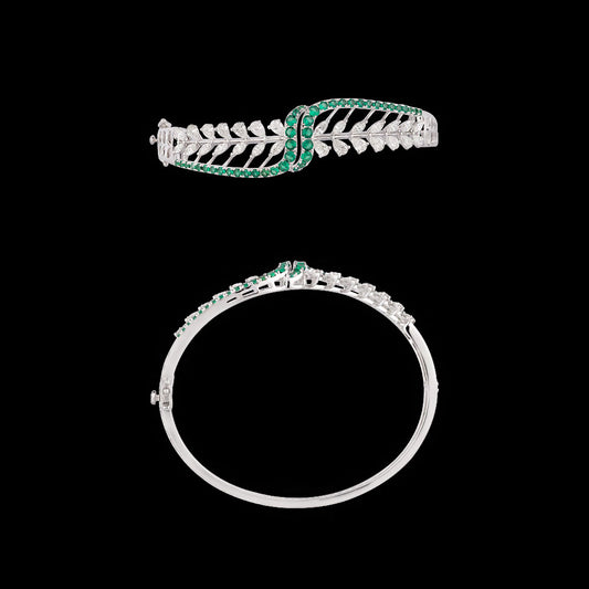 18K White Gold Diamond Kada - 1.91ct VVS-VS-FG with Colour Stones