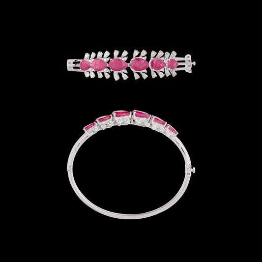 18K White Gold Diamond Kada - 1.78ct VVS-VS-FG with Colour Stones