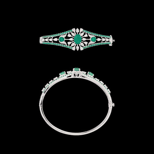 18K White Gold Diamond Kada - 1.62ct VVS-VS-FG with Colour Stones