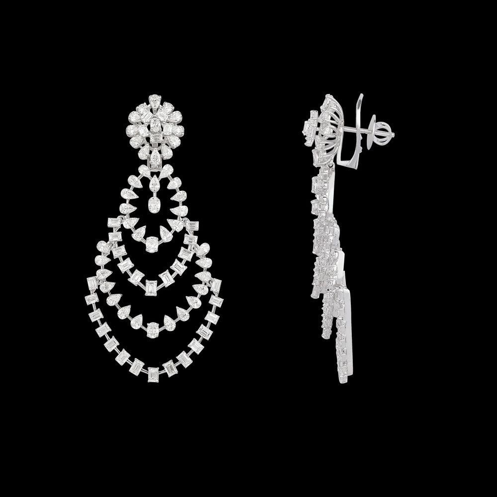 18K White Gold Diamond Earrings - 14.12ct VVS-EF