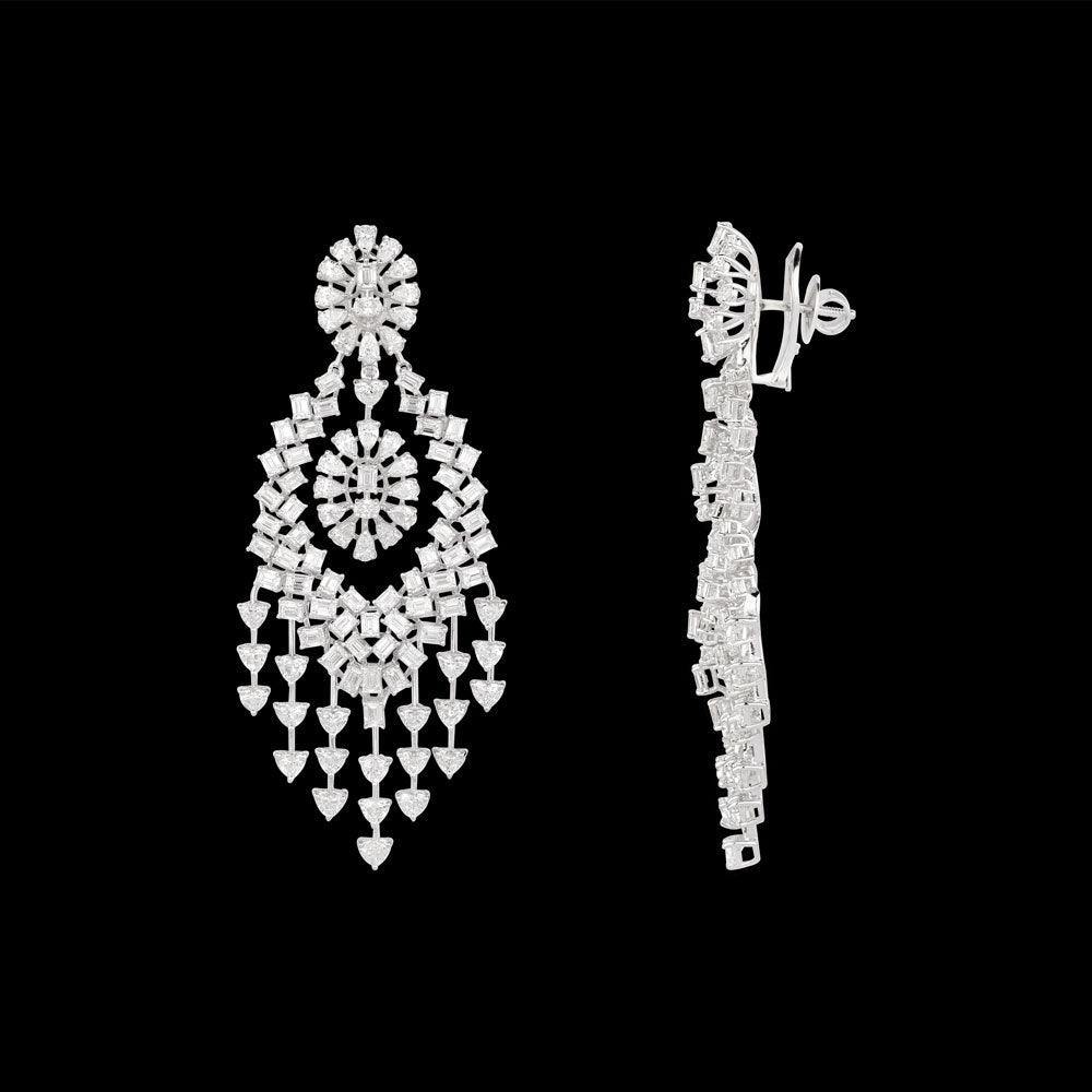 18K White Gold Diamond Earrings - 22.21ct VVS-EF