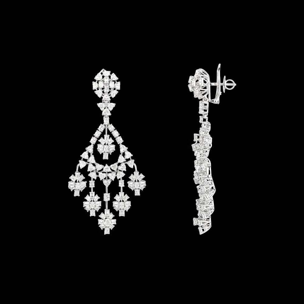 18K White Gold Diamond Earrings - 20.12ct VVS-EF