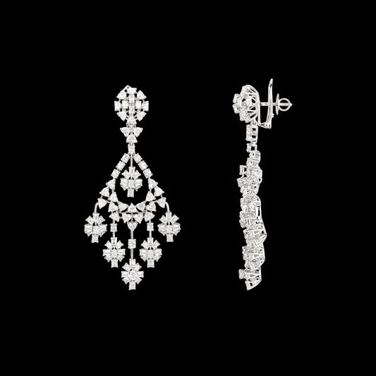 18K White Gold Diamond Earrings - 20.12ct VVS-EF