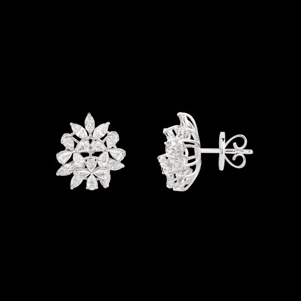 18K White Gold Diamond Earrings - 3.06ct VVS-EF