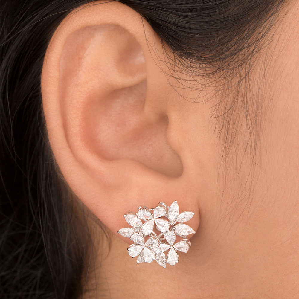 18K White Gold Diamond Earrings - 3.06ct VVS-EF