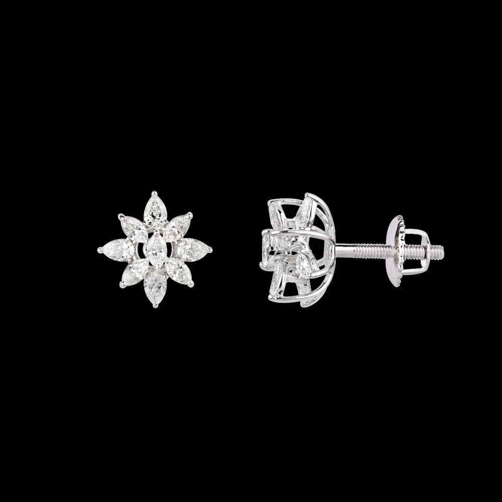 18K White Gold Diamond Earrings - 0.98ct VVS-EF