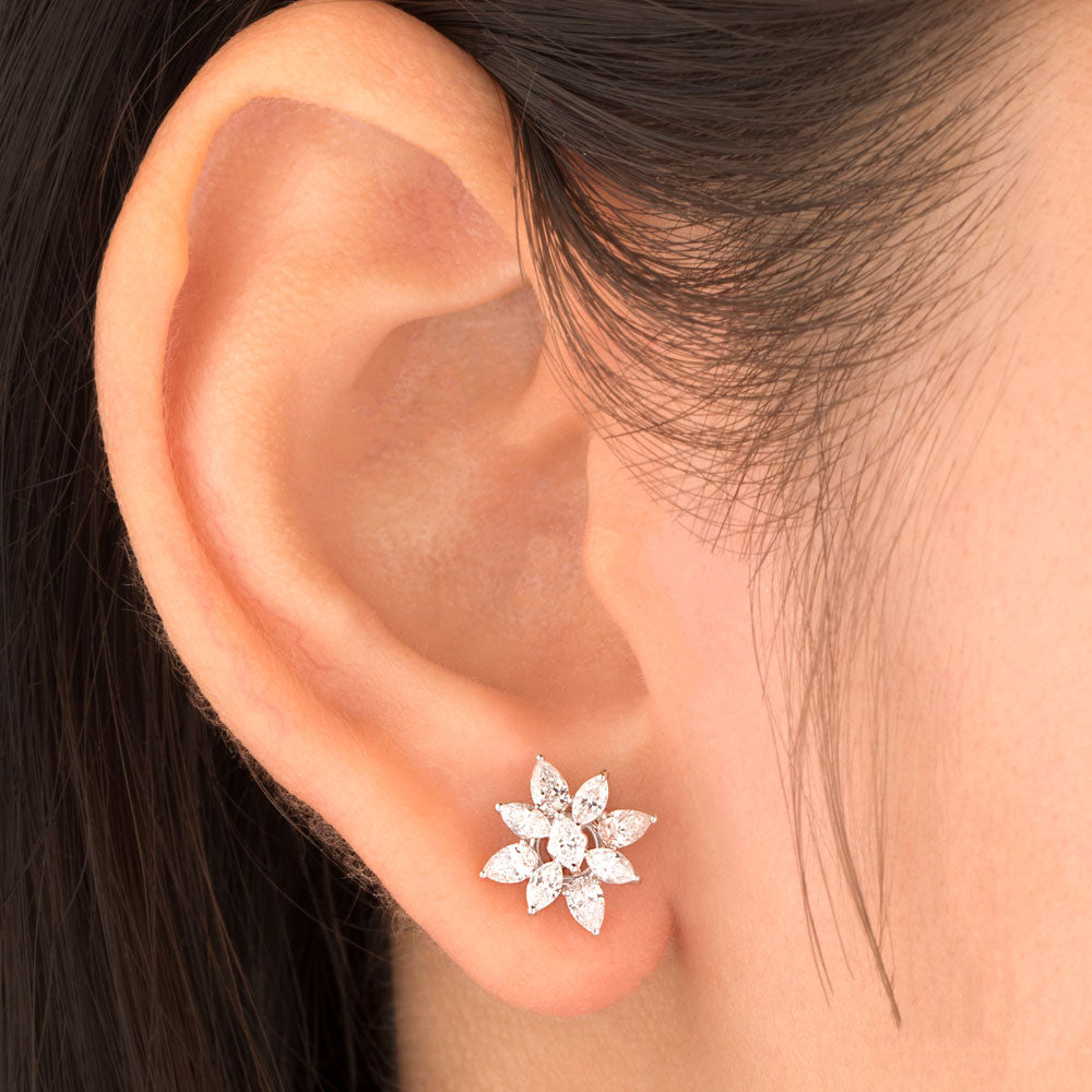 18K White Gold Diamond Earrings - 0.98ct VVS-EF