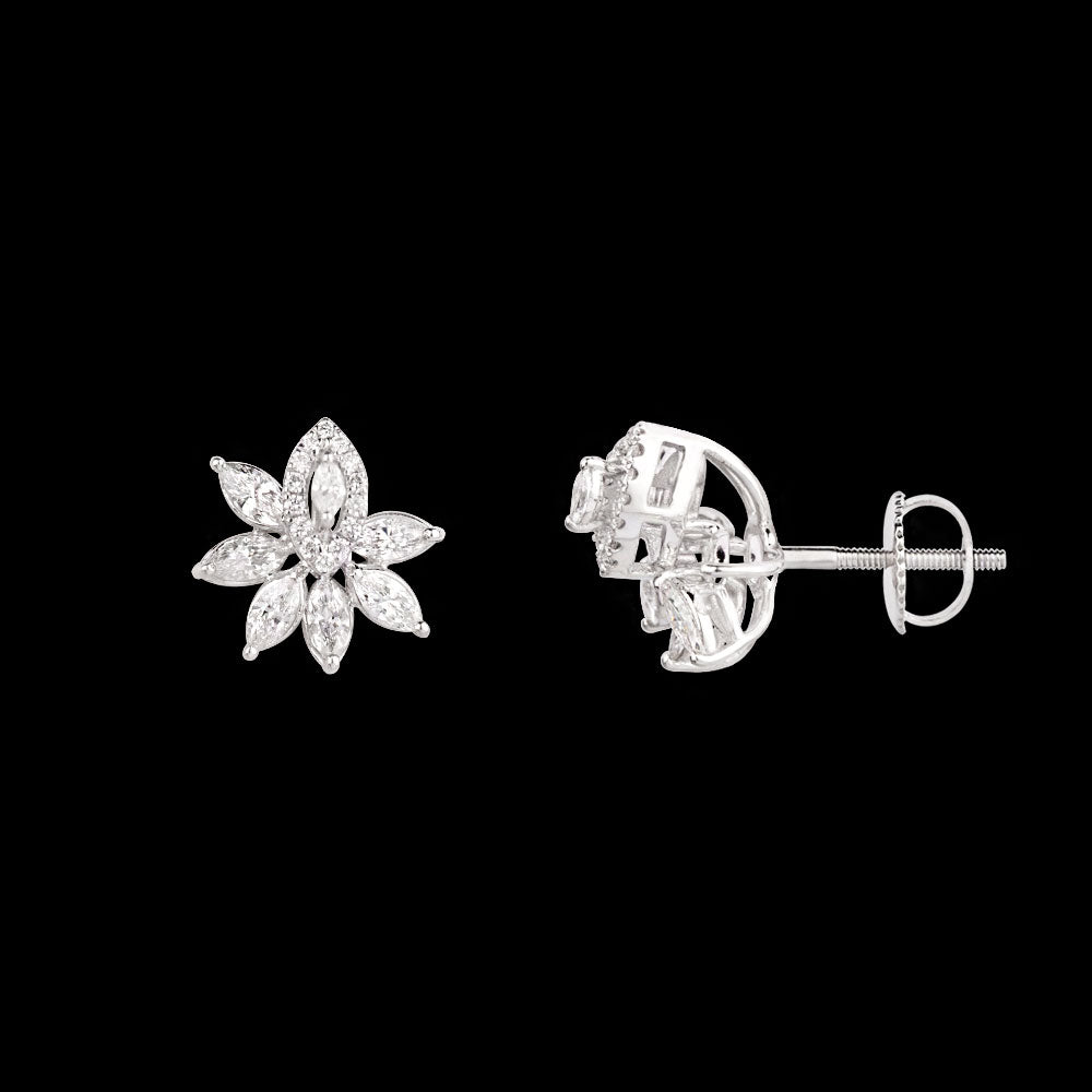 18K White Gold Diamond Earrings - 0.8ct VVS-EF