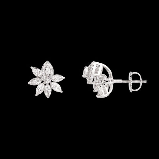 18K White Gold Diamond Earrings - 0.8ct VVS-EF
