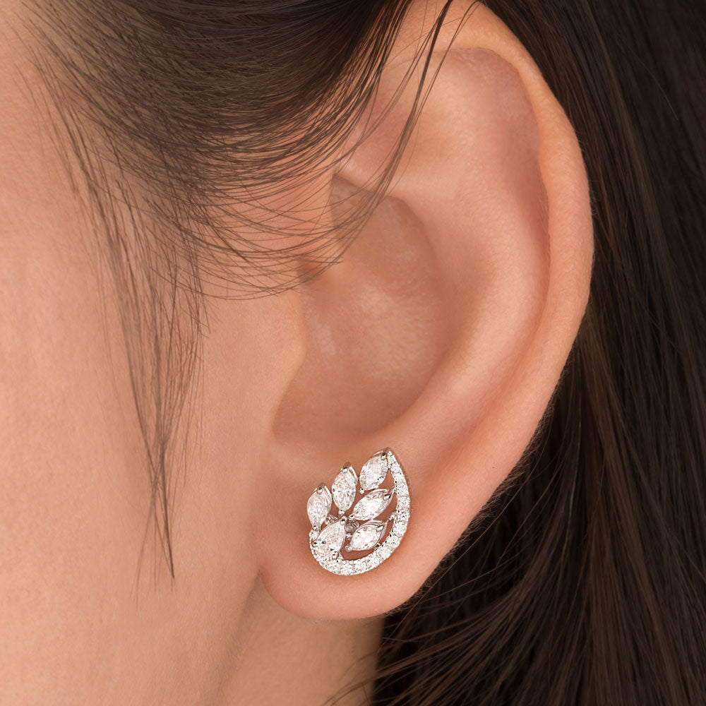 18K White Gold Diamond Earrings - 0.97ct VVS-VS-EF