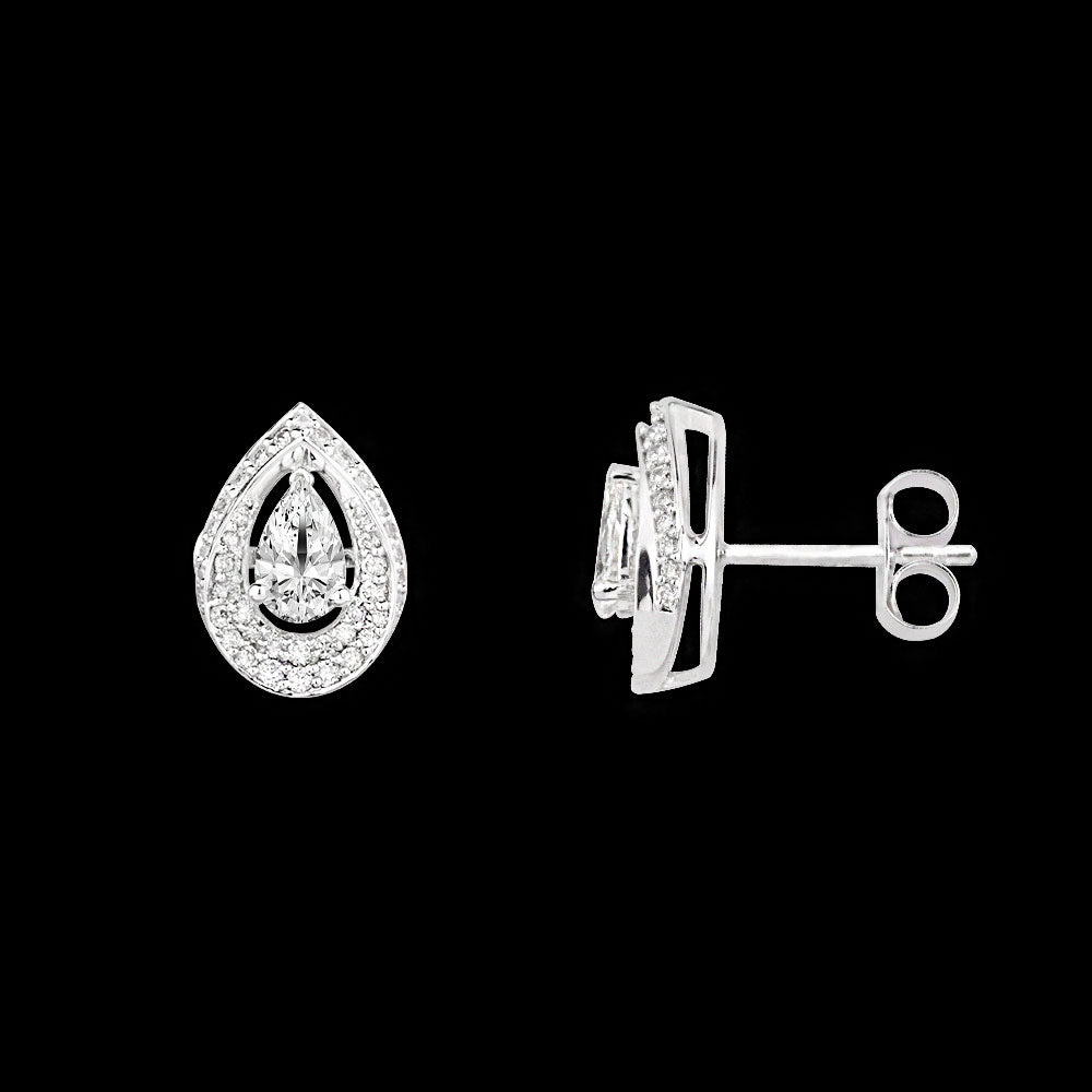 18K White Gold Diamond Earrings - 0.979ct VS-SI-HI