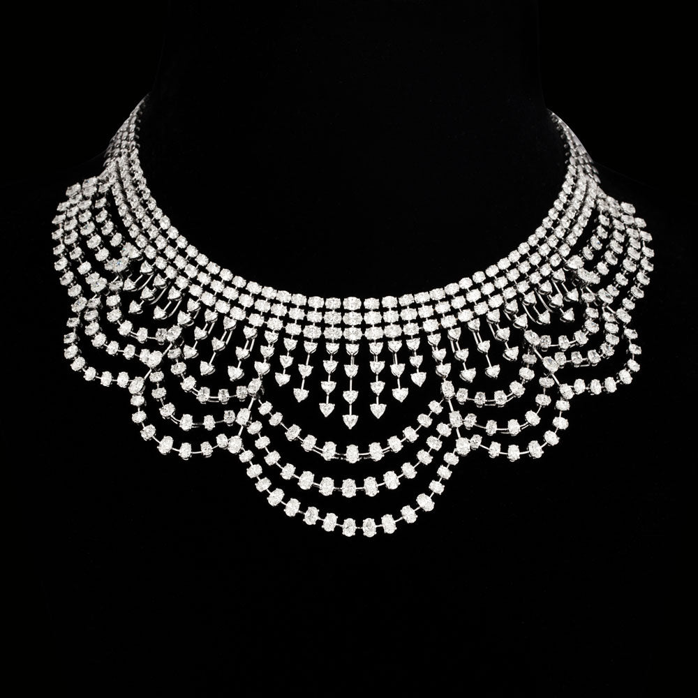 18K White Gold Diamond Necklace - 64.91ct VVS-VS-GH