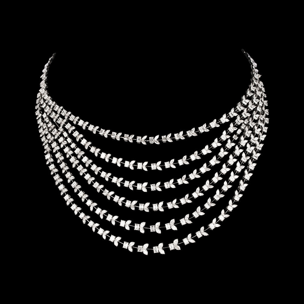 18K White Gold Diamond Necklace - 35.83ct VVS-FG