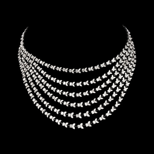 18K White Gold Diamond Necklace - 35.83ct VVS-FG