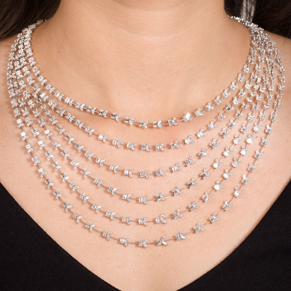18K White Gold Diamond Necklace - 30.816ct VVS-EF