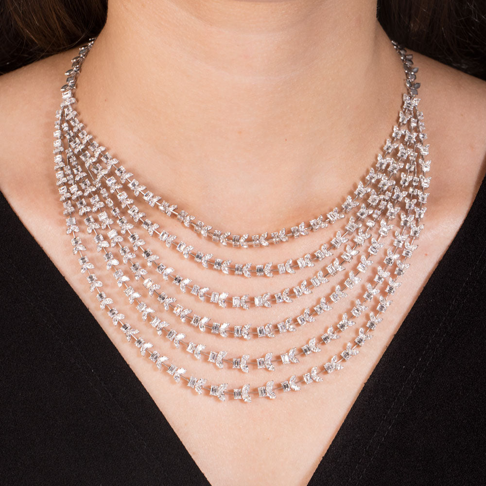 18K White Gold Diamond Necklace - 35.83ct VVS-FG