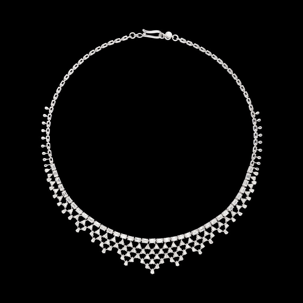 18K White Gold Diamond Necklace - 8.41ct VVS-EF