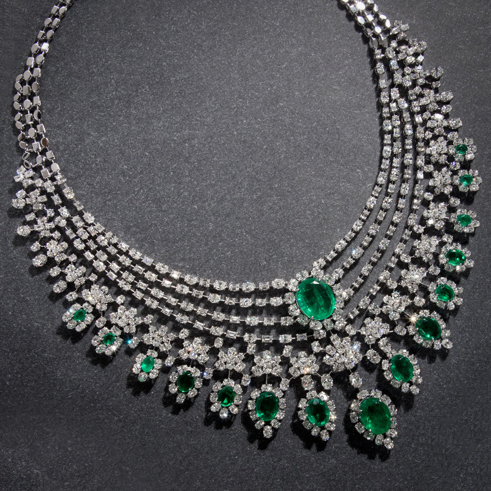 18K White Gold Diamond Necklace - 74.89ct VVS-VS-GH with Colour Stones