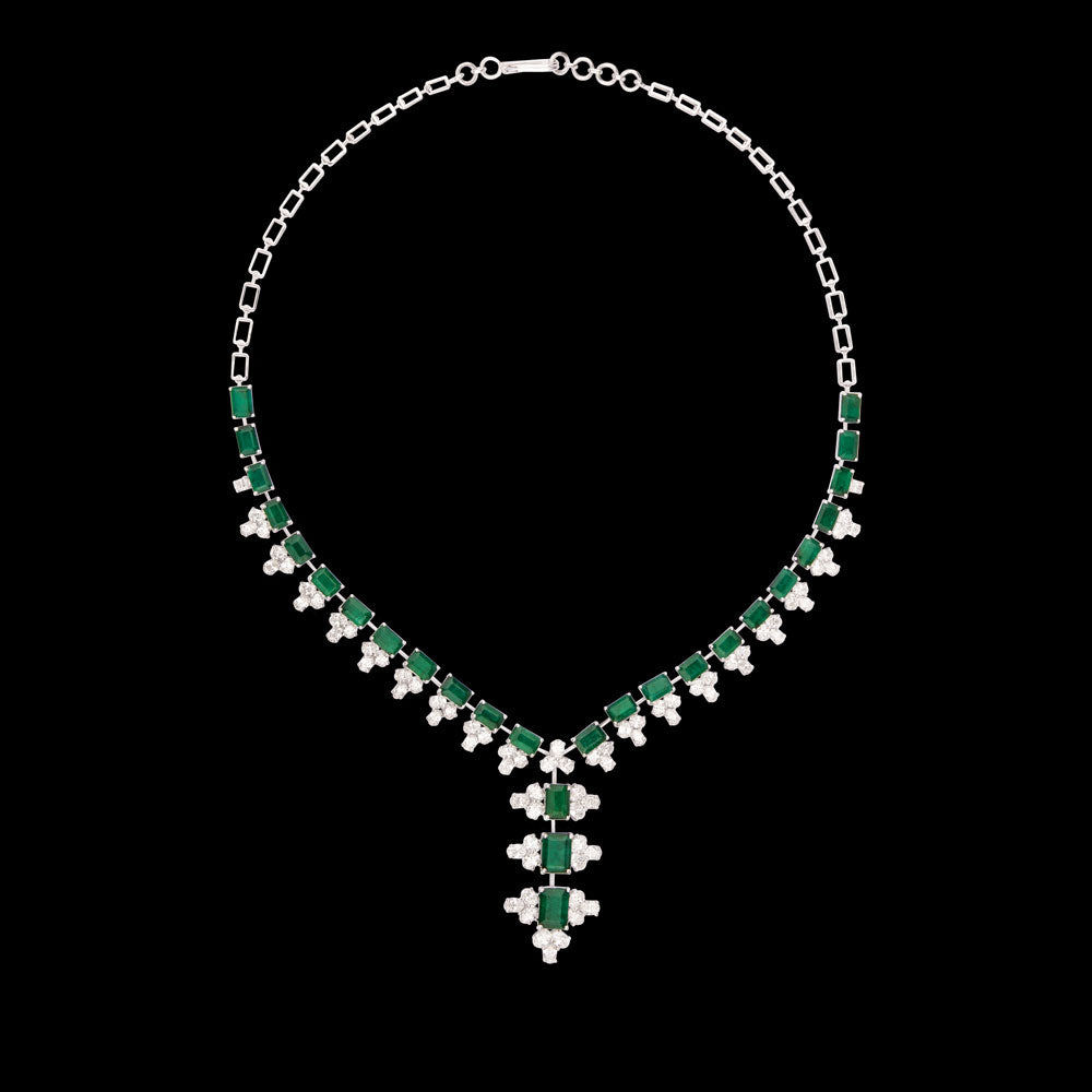 18K White Gold Diamond Necklace - 7.03ct VVS-EF with Colour Stones