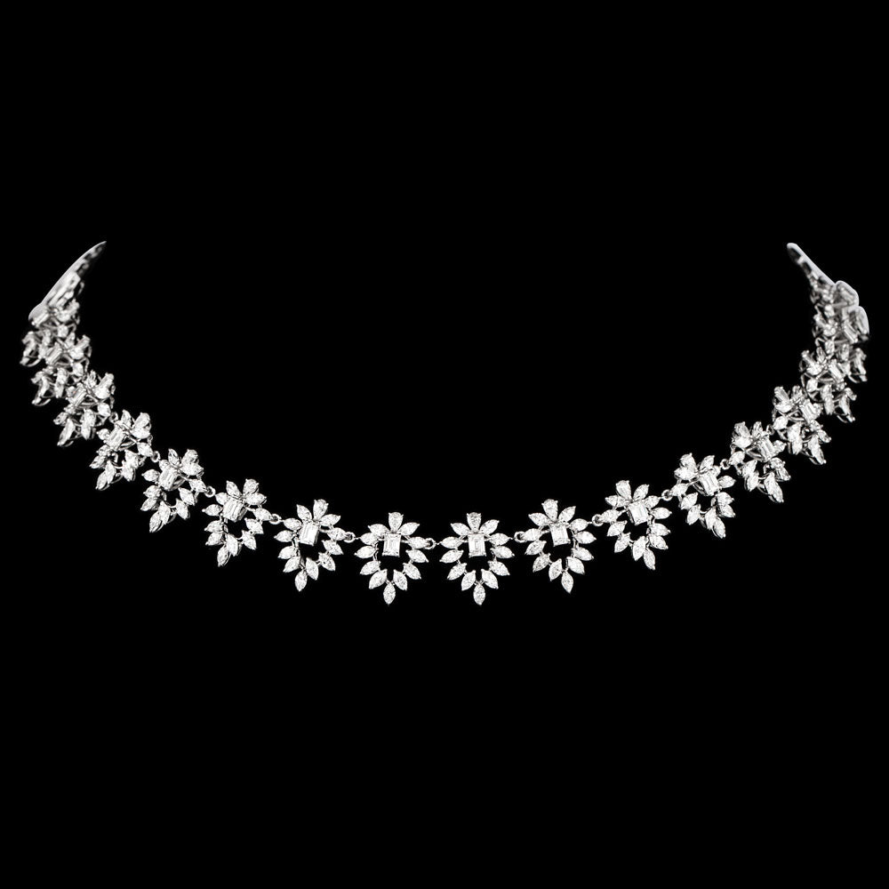 18K White Gold Diamond Necklace - 11ct VVS-EF