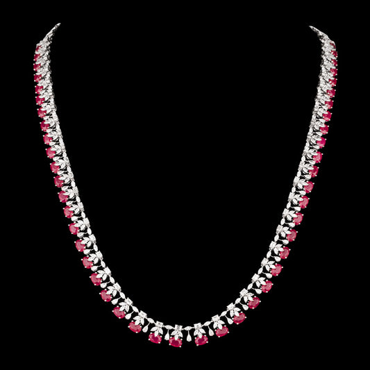 18K White Gold Diamond Necklace - 13.23ct VVS-VS-EF with Colour Stones