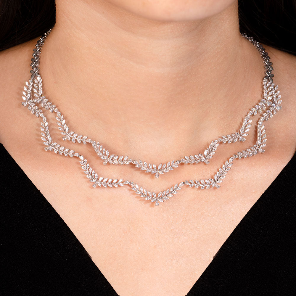 18K White Gold Diamond Necklace - 7.38ct VVS-EF