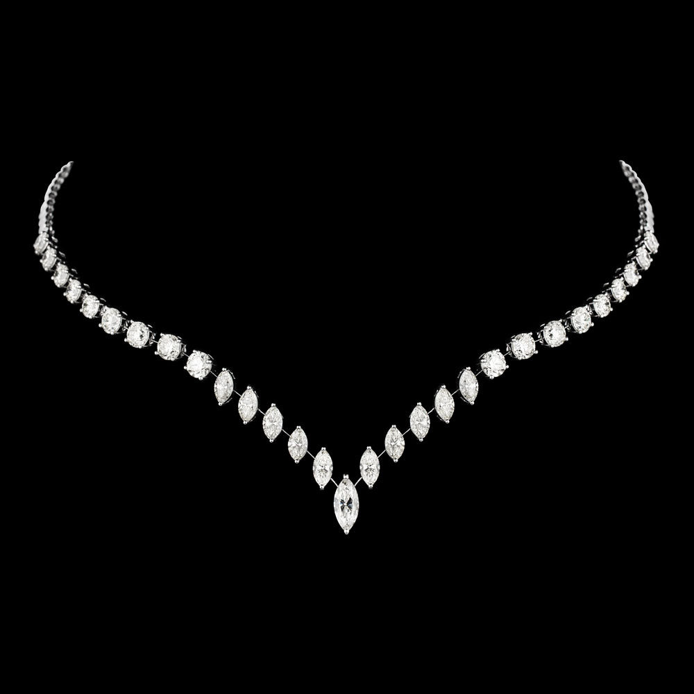 18K White Gold Diamond Necklace - 10.92ct VVS-VS-JK