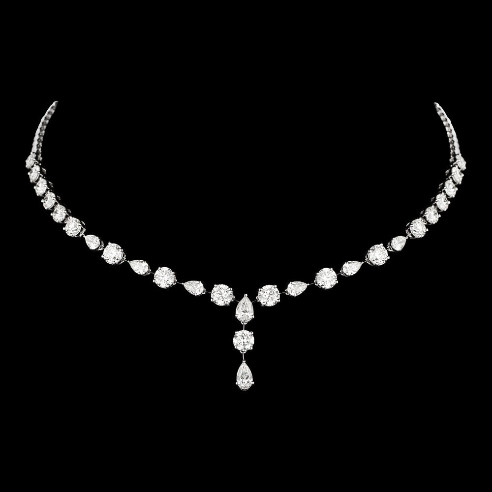 18K White Gold Diamond Necklace - 14.2ct VVS-VS-JK