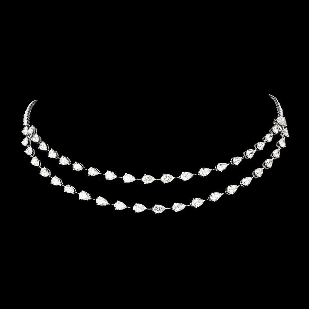 18K White Gold Diamond Necklace - 14.39ct VVS-VS-IJ